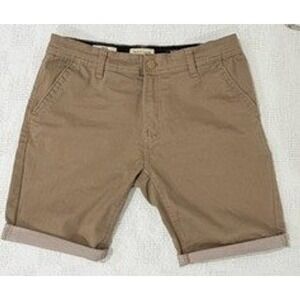 Scott James England Men Slim Fit Chino Shorts Tan Khaki W32 Cuffed Cotton Casual